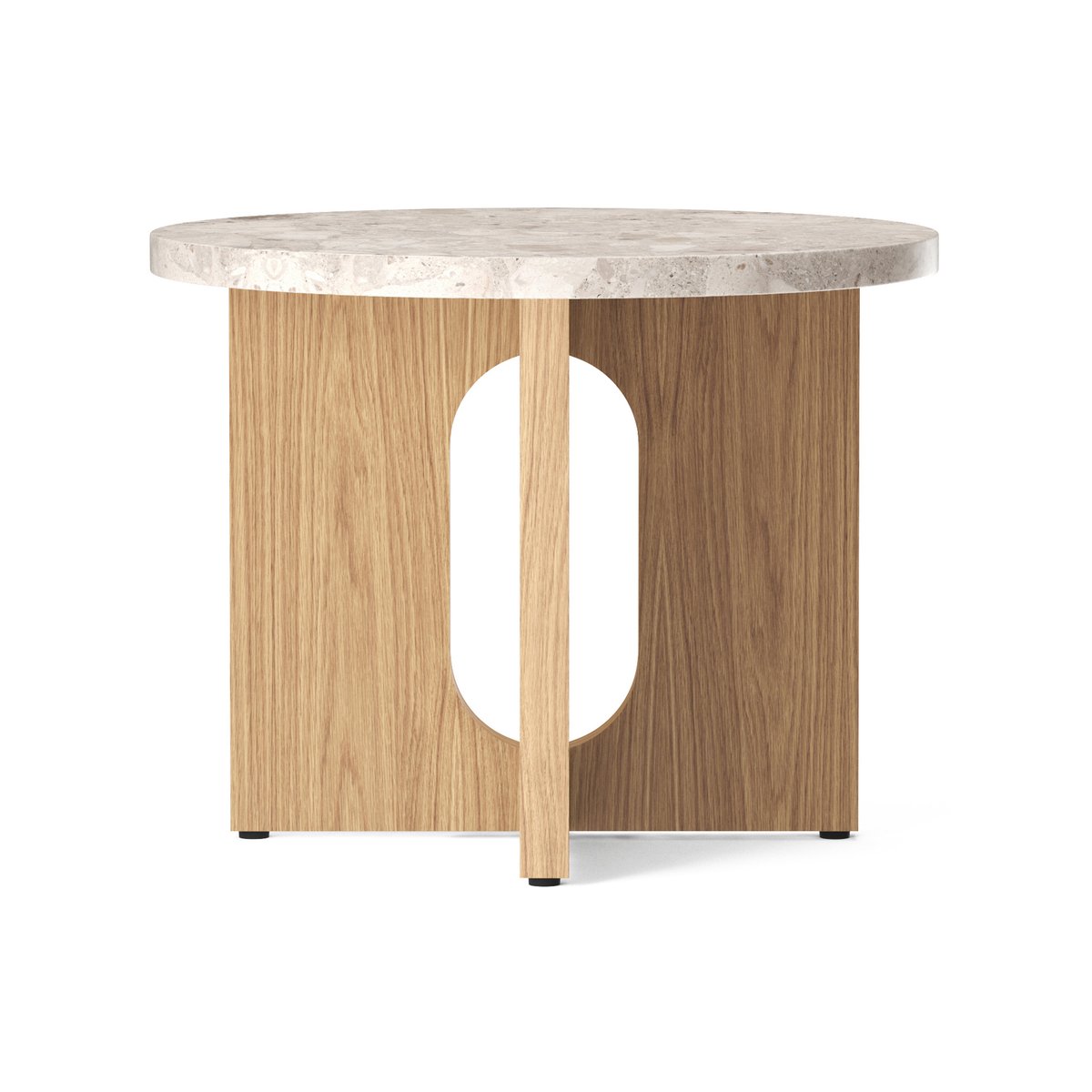 Bilde av Audo Copenhagen Androgyne sidebord Ø 50 cm base i eik Kunis Breccia-bordplate