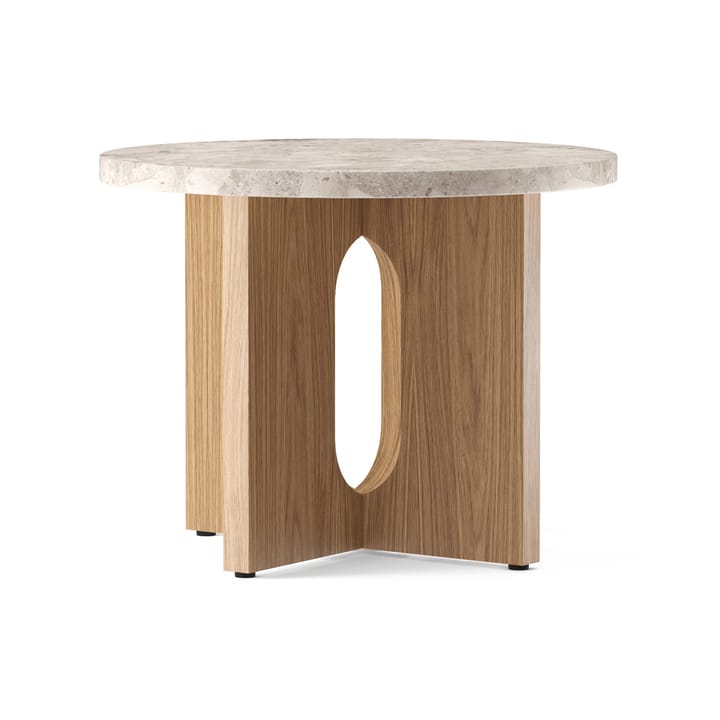 Androgyne sidebord Ø 50 cm base i eik, Kunis Breccia-bordplate Audo Copenhagen