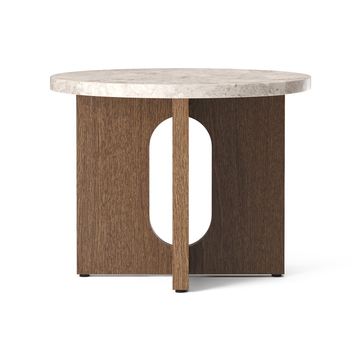 Bilde av Audo Copenhagen Androgyne sidebord Ø 50 cm mørkbeiset eik Kunis Breccia-bordplate