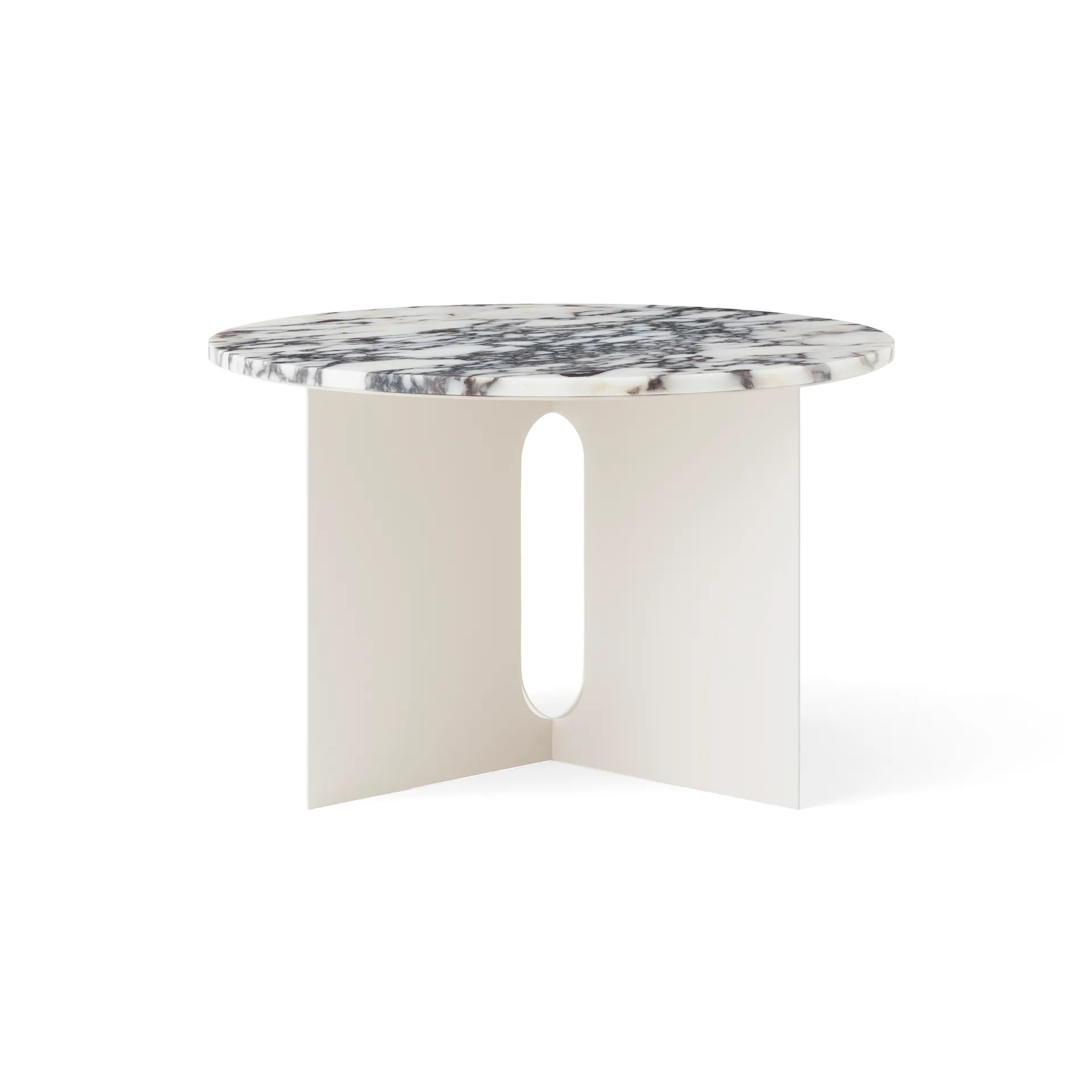 Androgyne sidebord, Calacatta Viola marmor-ivory stål, Ø65 cm Audo Copenhagen