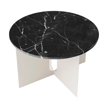 Androgyne sidebord - Nero Marquina marmor-ivory stål, Ø65 cm - Audo Copenhagen