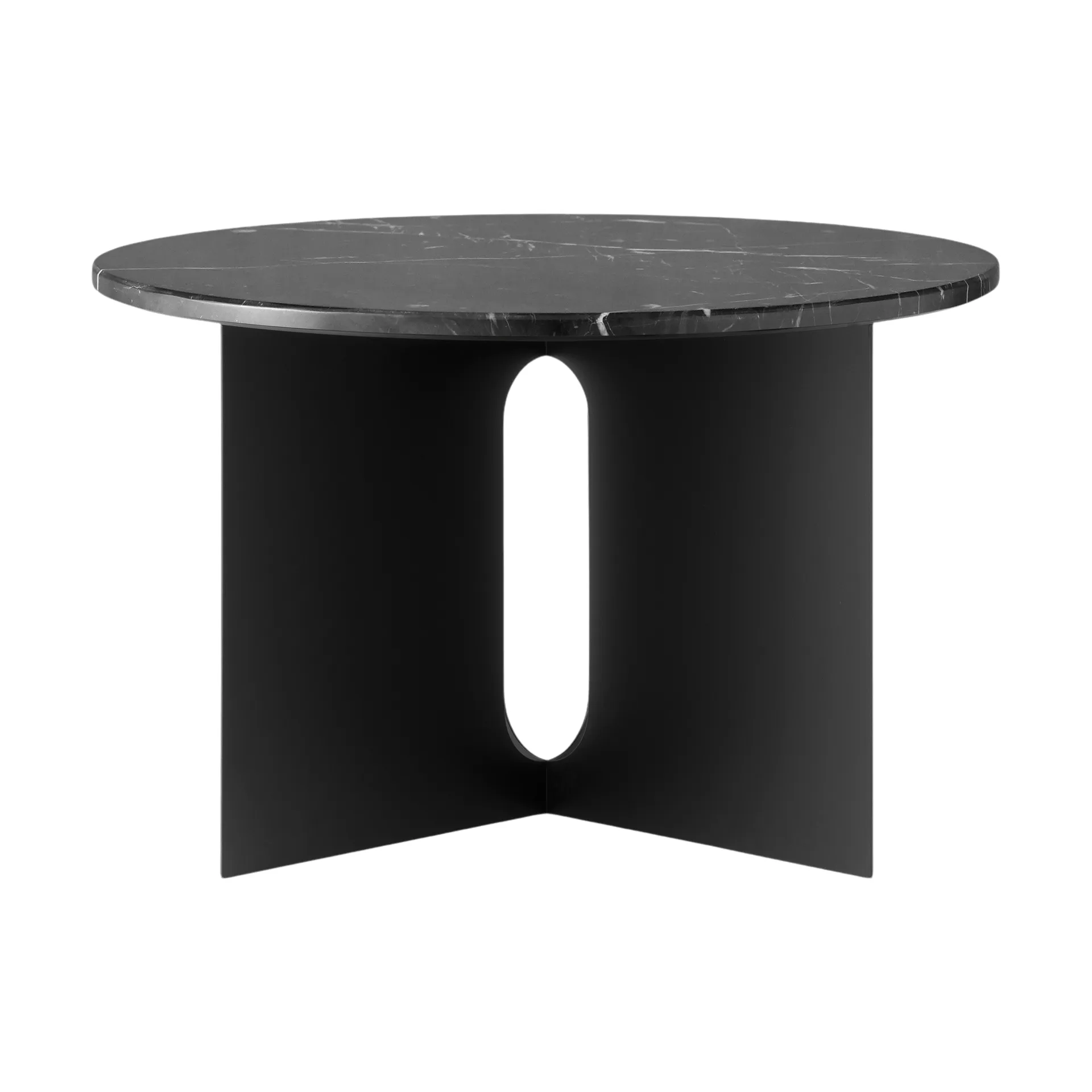 Androgyne sidebord, Nero Marquina marmor-svart stål, Ø65 cm Audo Copenhagen