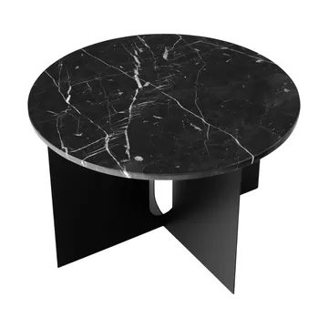 Androgyne sidebord - Nero Marquina marmor-svart stål, Ø65 cm - Audo Copenhagen