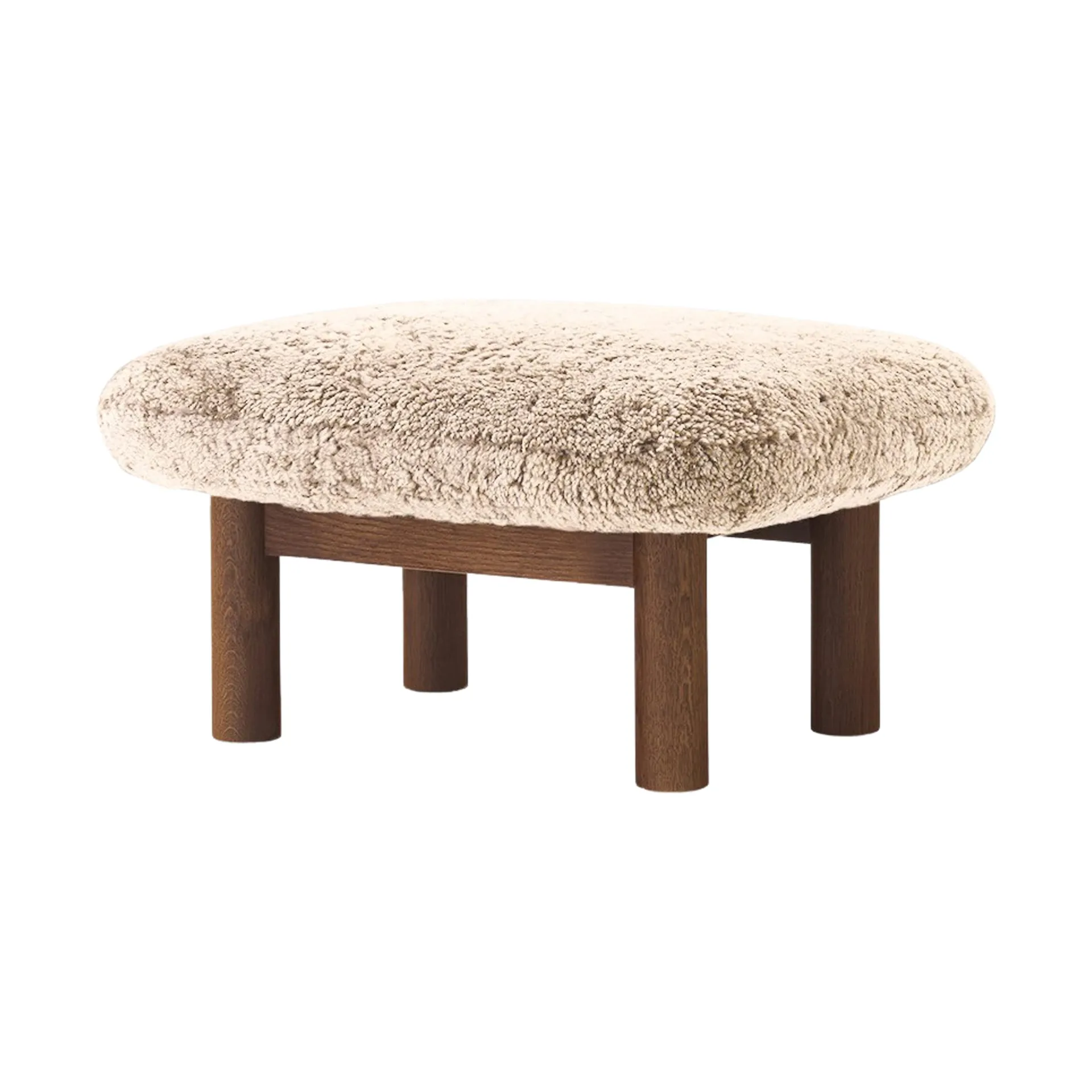 Brasilia fotskammel, Dark oak-Nature sheepskin curly Audo Copenhagen