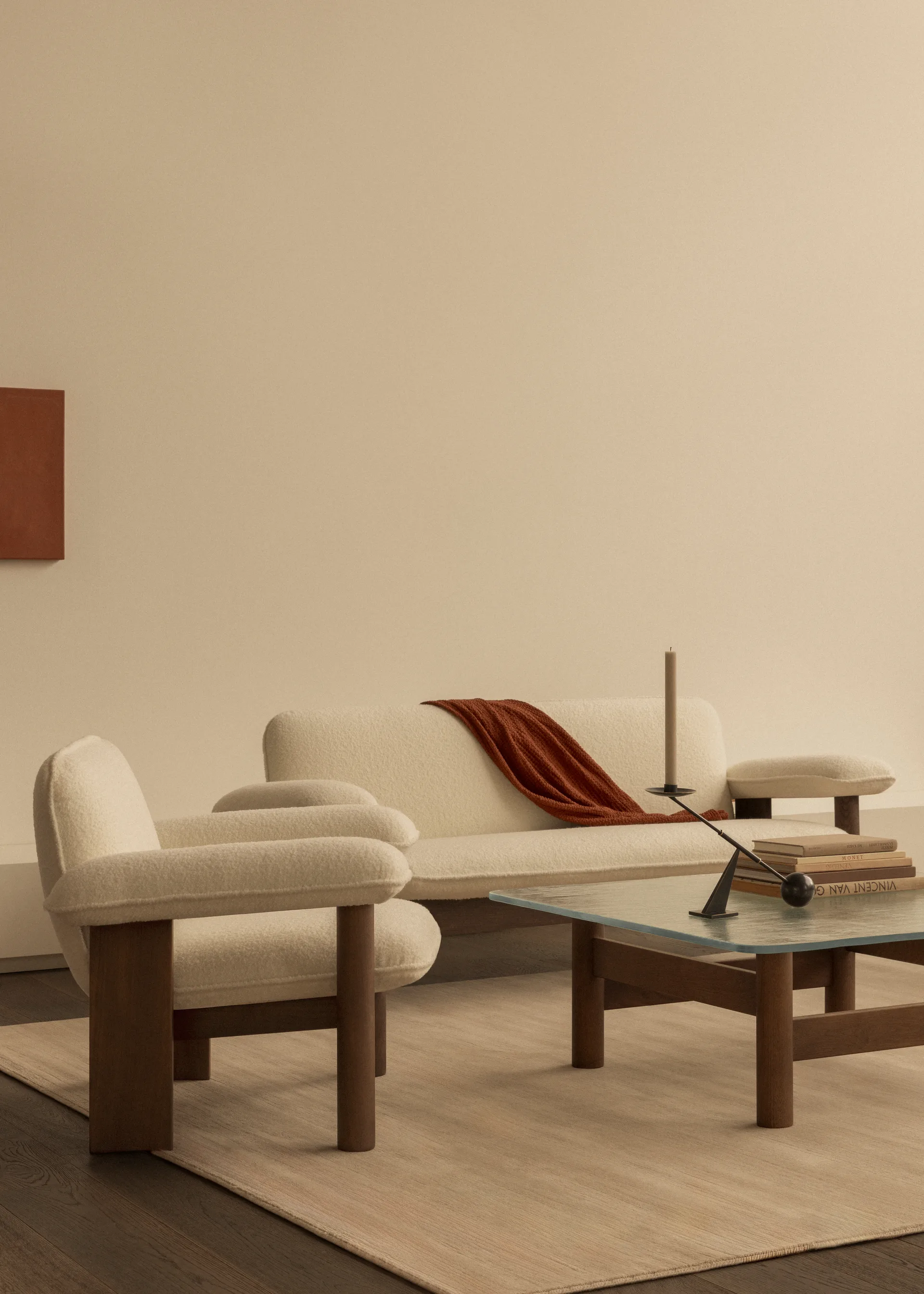 Brasilia lenestol low back, Natural oak-Nature sheepskin curly Audo Copenhagen