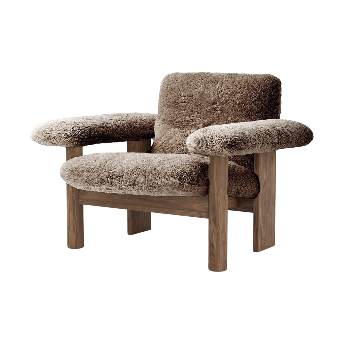 Audo Copenhagen Brasilia lenestol low back Walnut-Sahara sheepskin curly