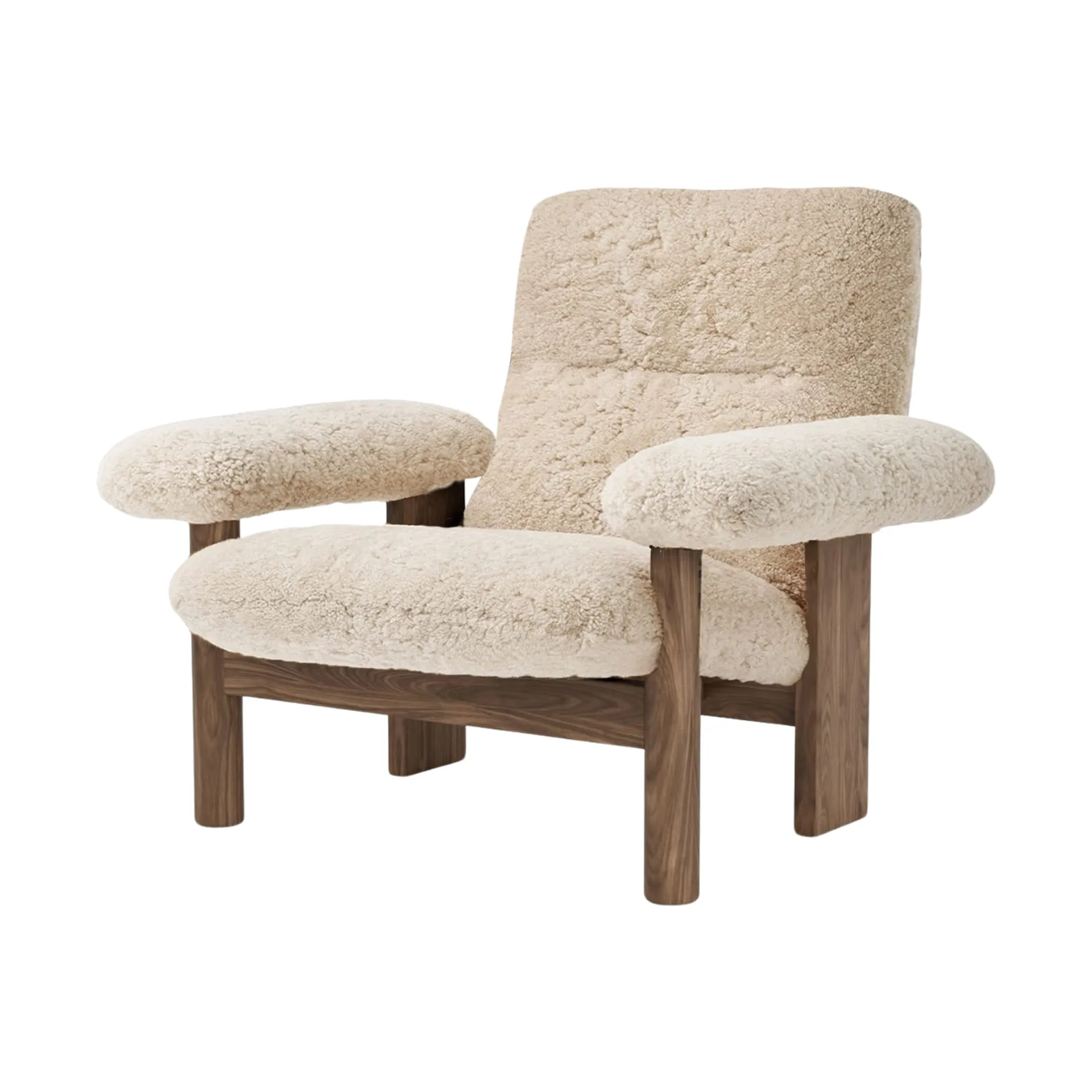Brasilia lenestol, Walnut-Nature sheepskin curly Audo Copenhagen