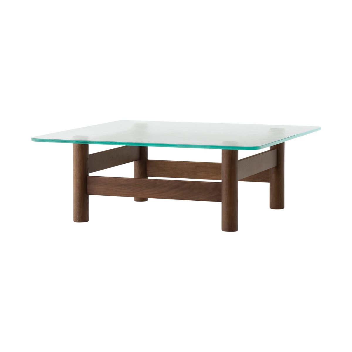 Bilde av Audo Copenhagen Brasilia salongbord 100x100 cm Dark stained oak-clear glass