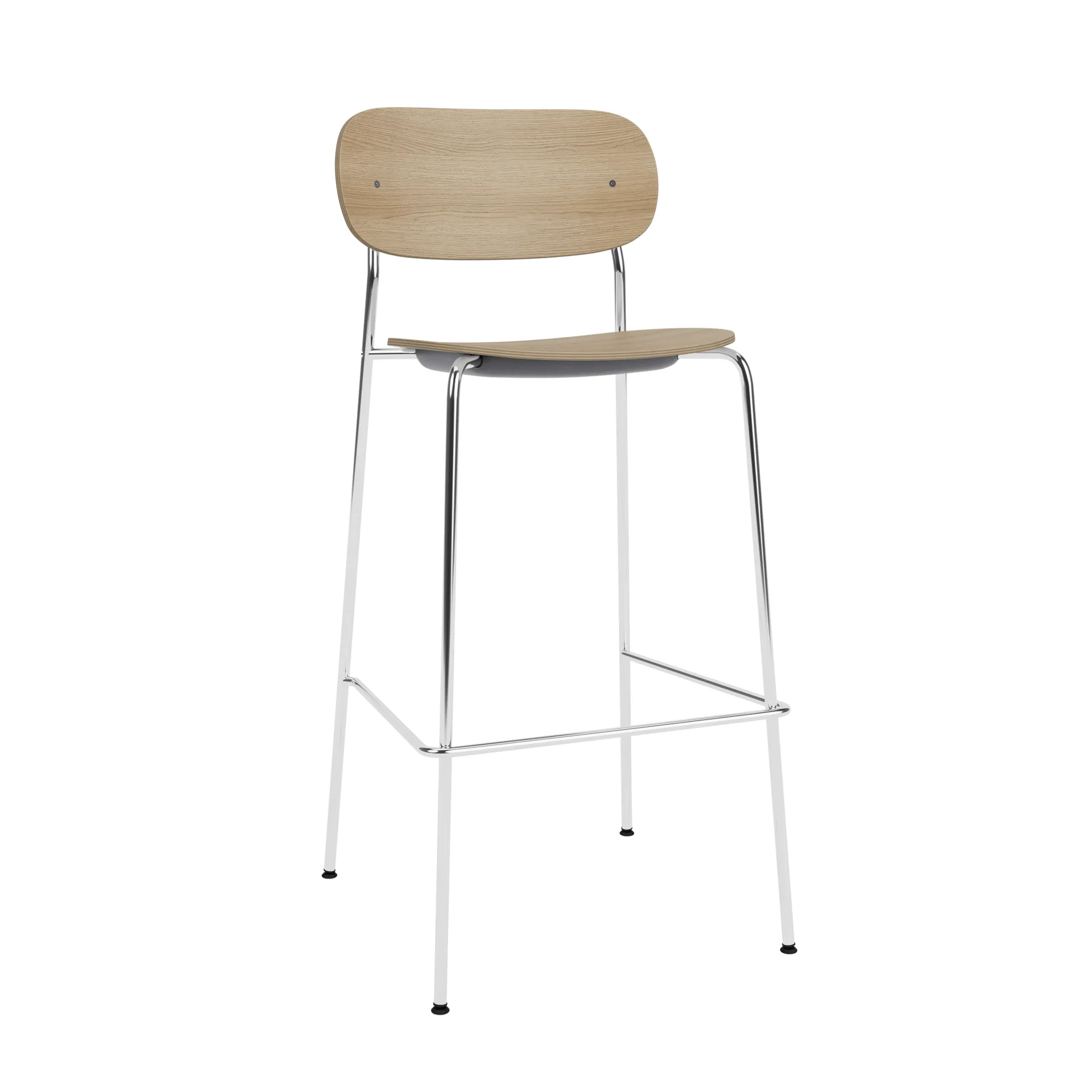 Co Bar Chair barkrakk, Eik-kromatisert stål, 75 cm Audo Copenhagen