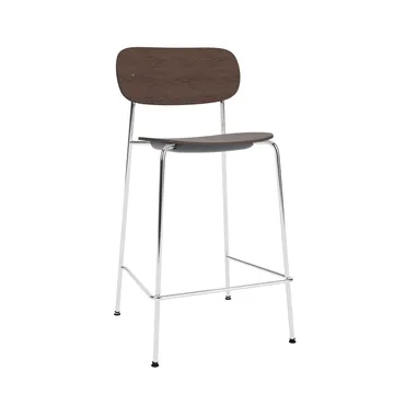 Co Bar Chair barkrakk - Mørkbeiset eik-kromatisert stål, 65 cm - Audo Copenhagen