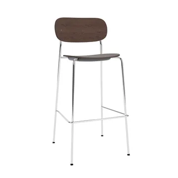Co Bar Chair barkrakk - Mørkbeiset eik-krommet stål, 75 cm - Audo Copenhagen