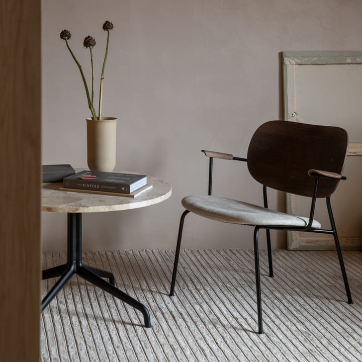 Co loungestol, skinn dakar 0842 black, rygg+arm. mørkb. eik, sort stativ Audo Copenhagen