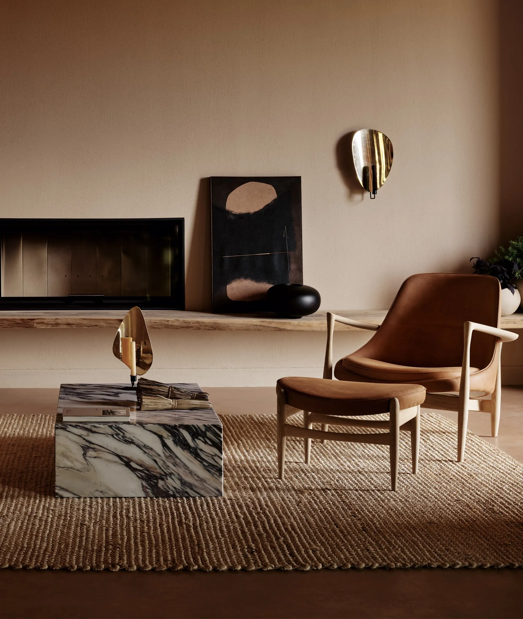 Flambeau lysestake vegg 40 cm, Black-polished brass Audo Copenhagen