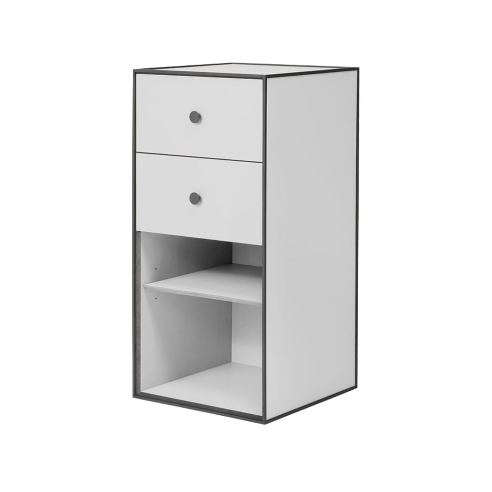Audo Copenhagen Frame 70 oppbevaring light grey, 2 skuffer, 1 hylleplate