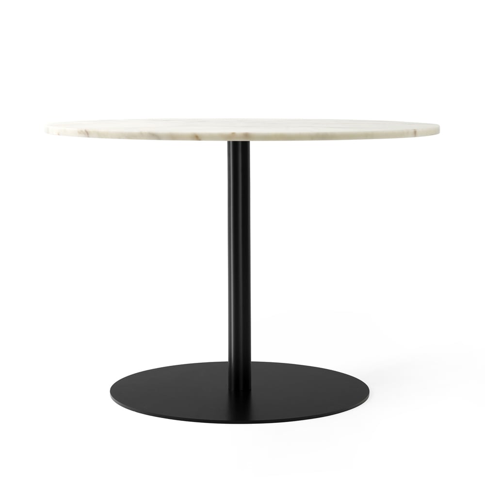 Audo Copenhagen Harbour Column spisebord marble offwhite, ø 105 cm, sort stativ