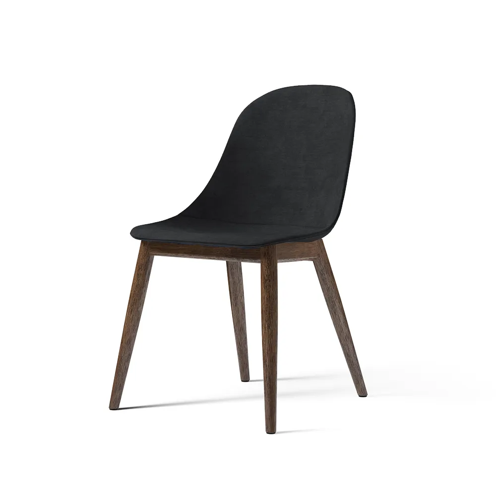 Harbour side dining chair stol, trukket sete, Tekstil remix 173 dark grey, ben i mørkbeiset eik Audo Copenhagen