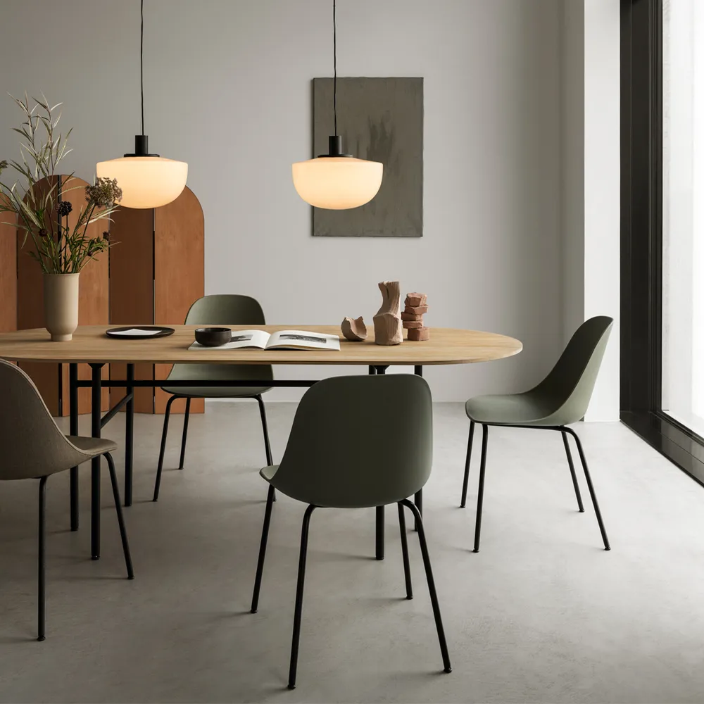 Snaregade Oval spisebord ovalt, charcoal linoleum, sort stålstativ Audo Copenhagen