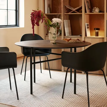 Snaregade Round spisebord rundt - charcoal linoleum, ø 138 cm, sort stålstativ - Audo Copenhagen