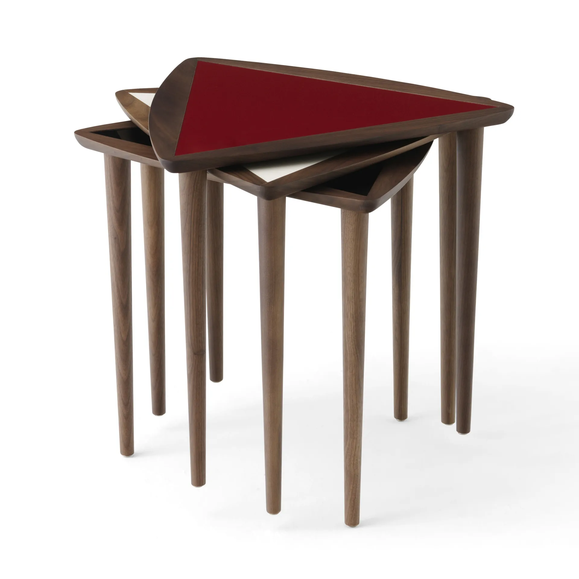 Umanoff nesting side table, Walnut-burgundy Audo Copenhagen