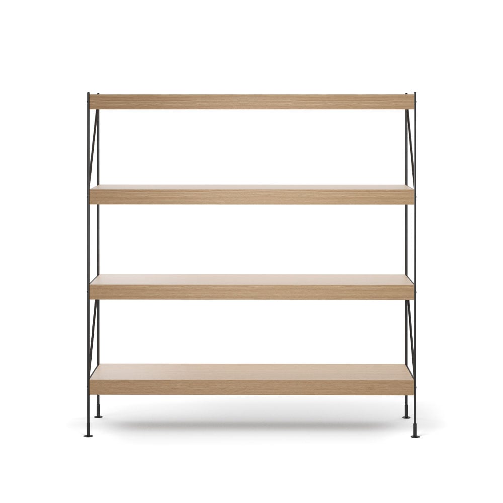 Audo Copenhagen Zet hyllesystem natural oak, 1 x 4, black steel base