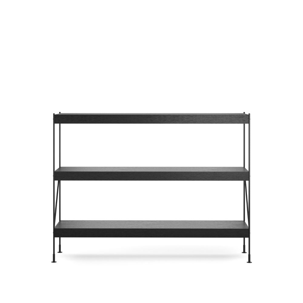 Audo Copenhagen Zet hyllesystem oak black stained, 1 x 3, black steel base