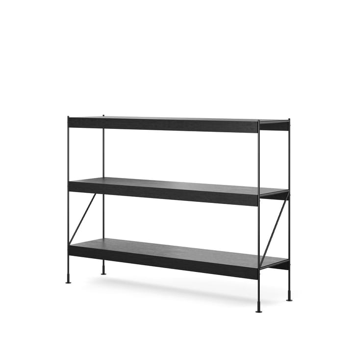 Zet hyllesystem, oak black stained, 1 x 3, black steel base Audo Copenhagen