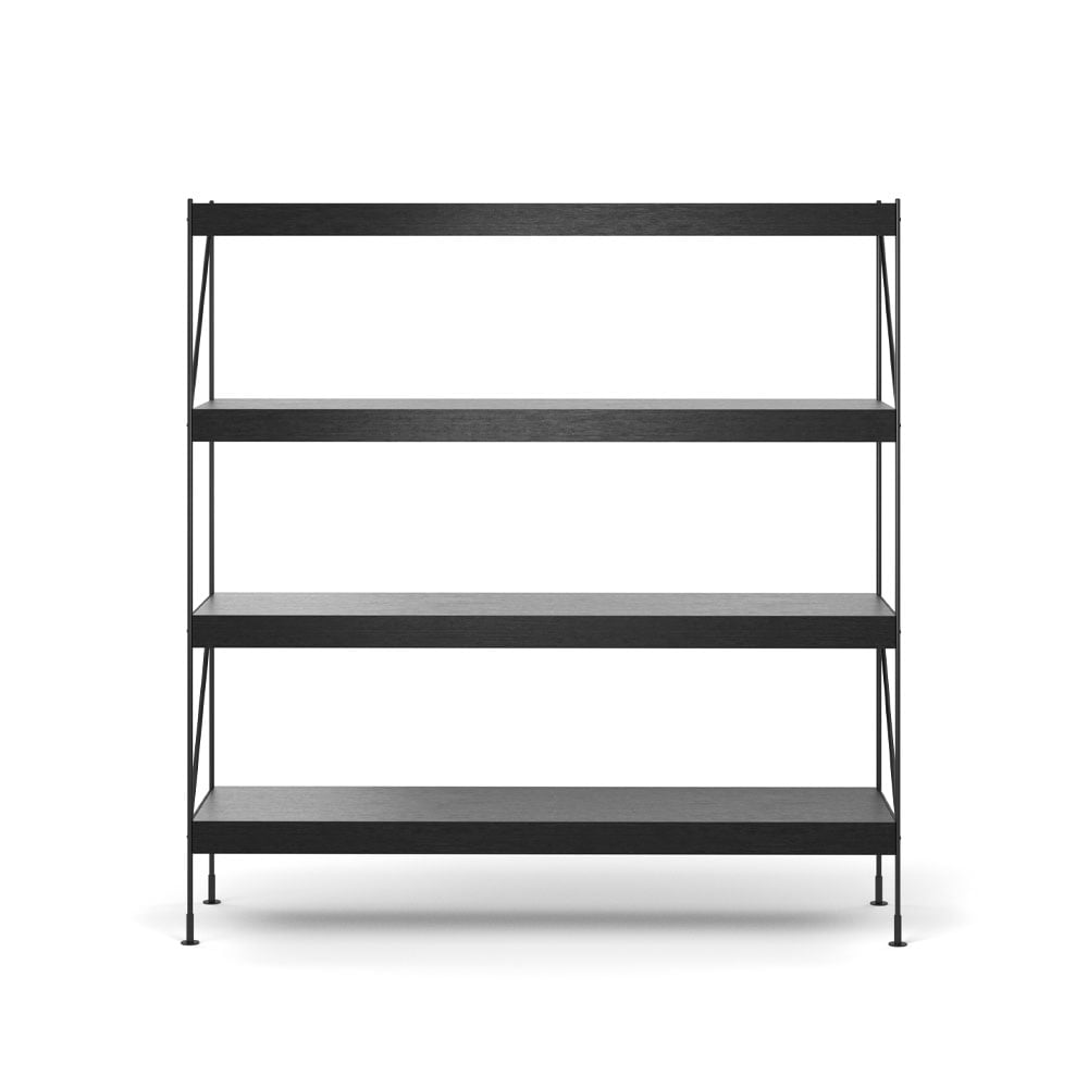 Audo Copenhagen Zet hyllesystem oak black stained, 1 x 4, black steel base