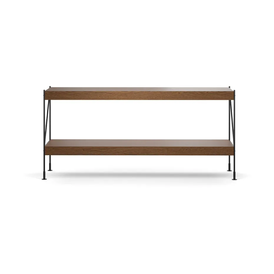 Zet hyllesystem, oak dark stained, 1 x 2, black steel base Audo Copenhagen