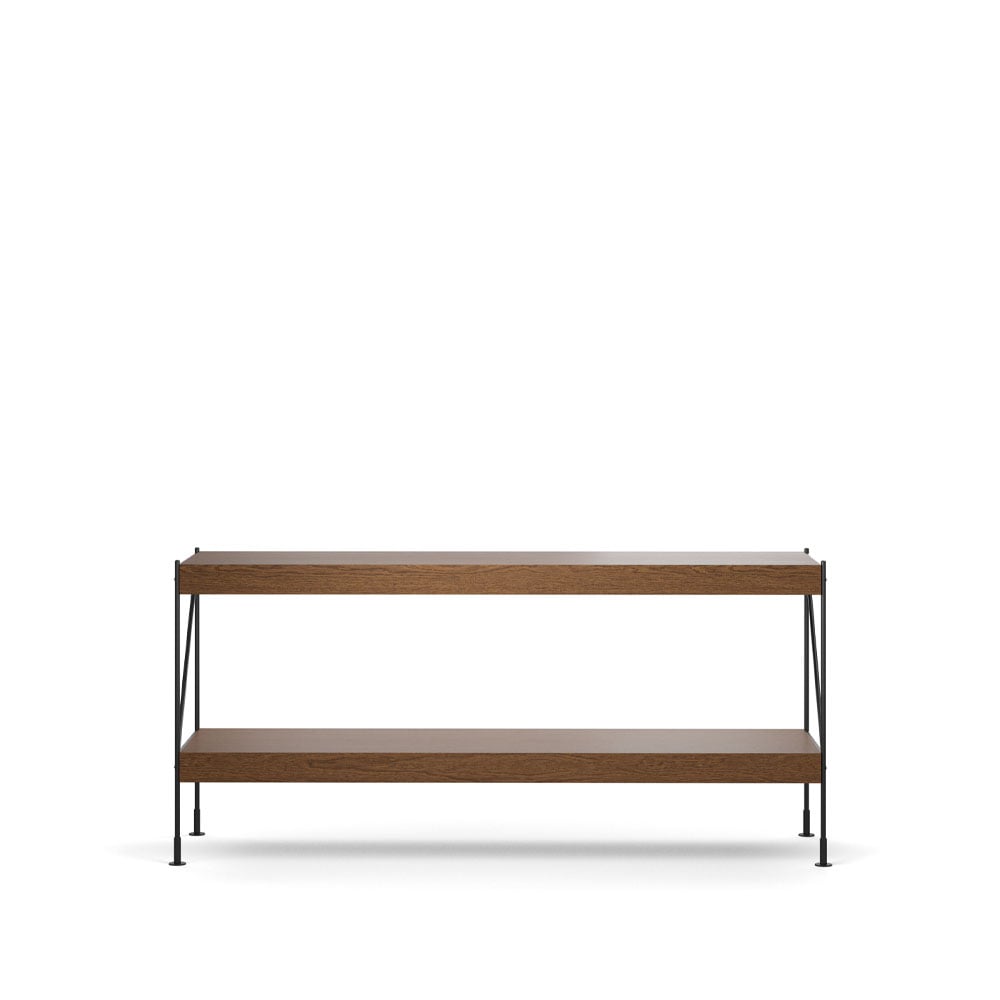 Audo Copenhagen Zet hyllesystem oak dark stained, 1 x 2, black steel base