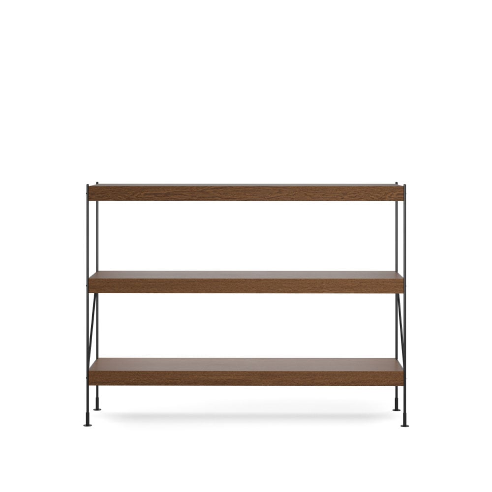 Audo Copenhagen Zet hyllesystem oak dark stained, 1 x 3, black steel base