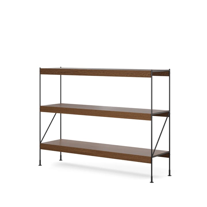 Zet hyllesystem, oak dark stained, 1 x 3, black steel base Audo Copenhagen