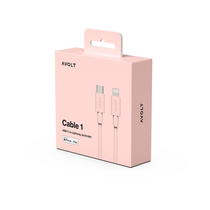 Cable 1 USB C til Lightning ladekabel 2m, New Pink Avolt