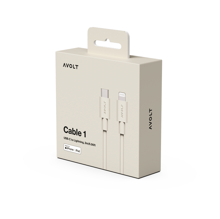 Cable 1 USB C til Lightning ladekabel 2m, Nomad Sand Avolt
