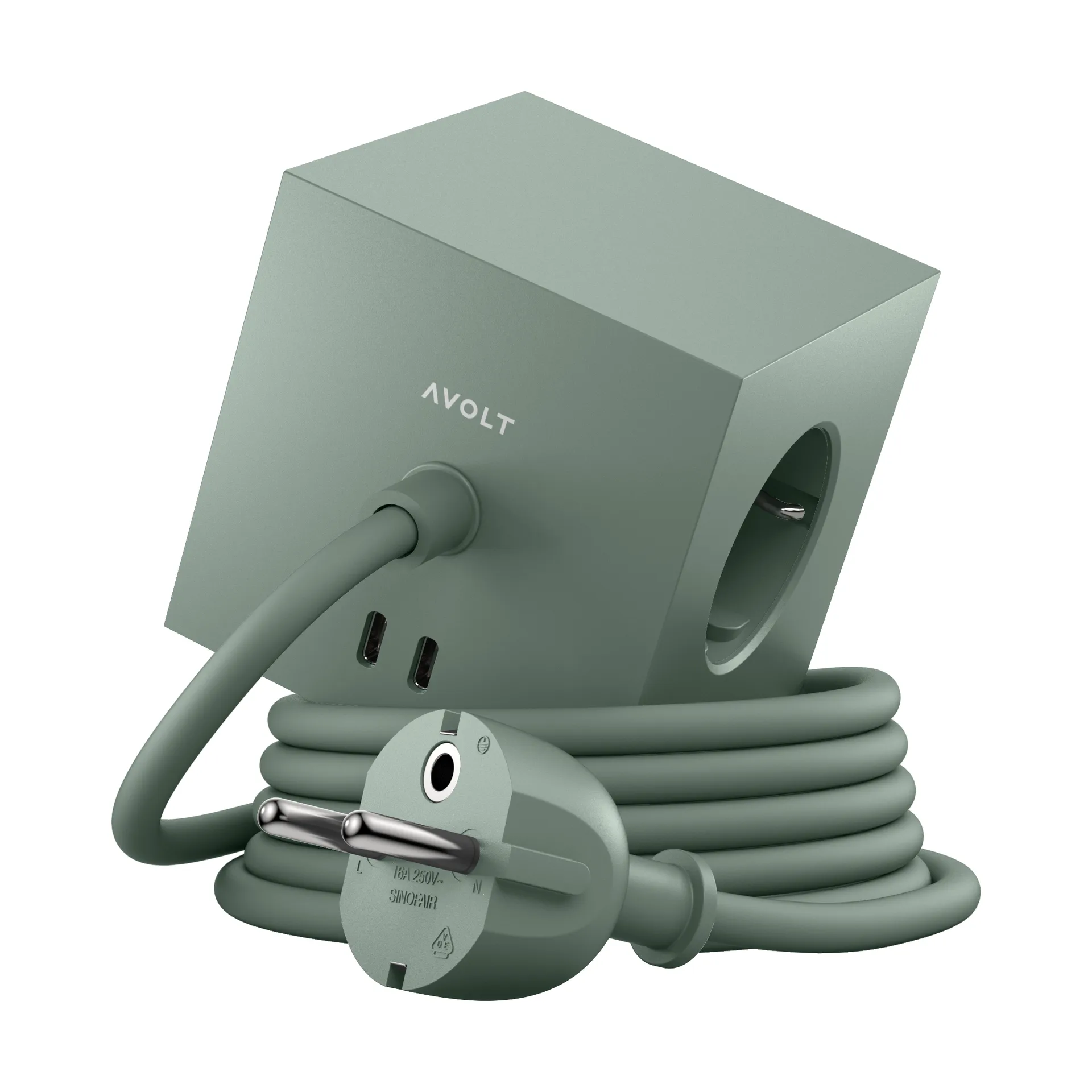 Square 1 grenuttak USB-C 30W 1,8 m, Oak green Avolt