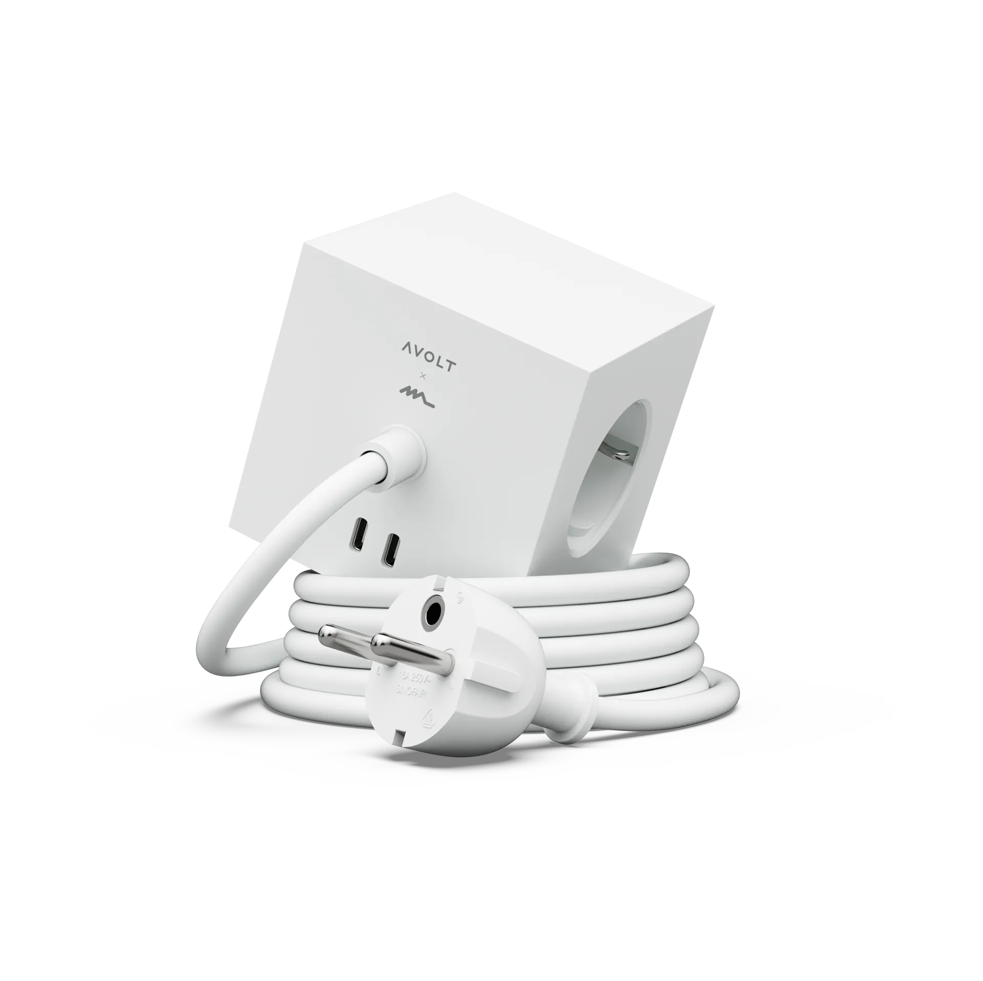 Square 1 grenuttak USB-C 30W 1,8 m, White Martinelli Luce edition Avolt
