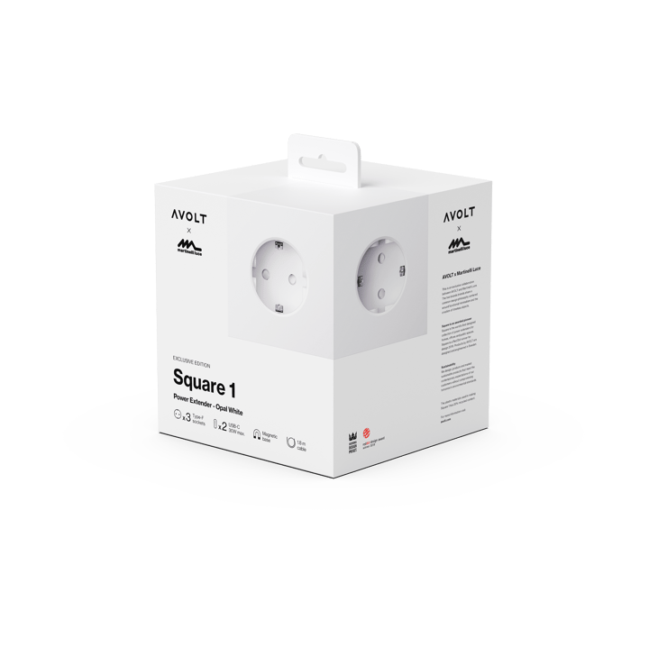 Square 1 grenuttak USB-C 30W 1,8 m, White Martinelli Luce edition Avolt