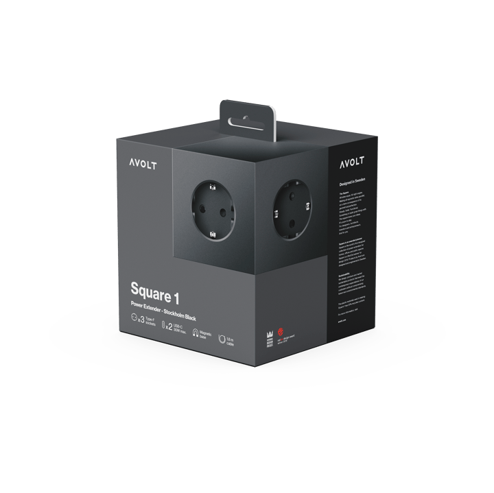 Square 1 grenuttak USB-C 30W 3 m, Stockholm Black Avolt