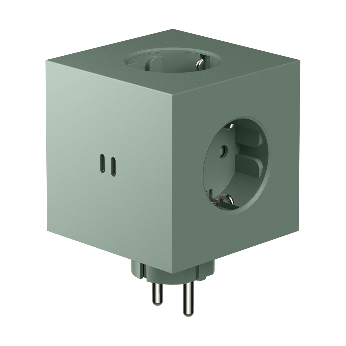 Avolt - Square 2 Socket Extender w/30W Dual USB-C Oak Green