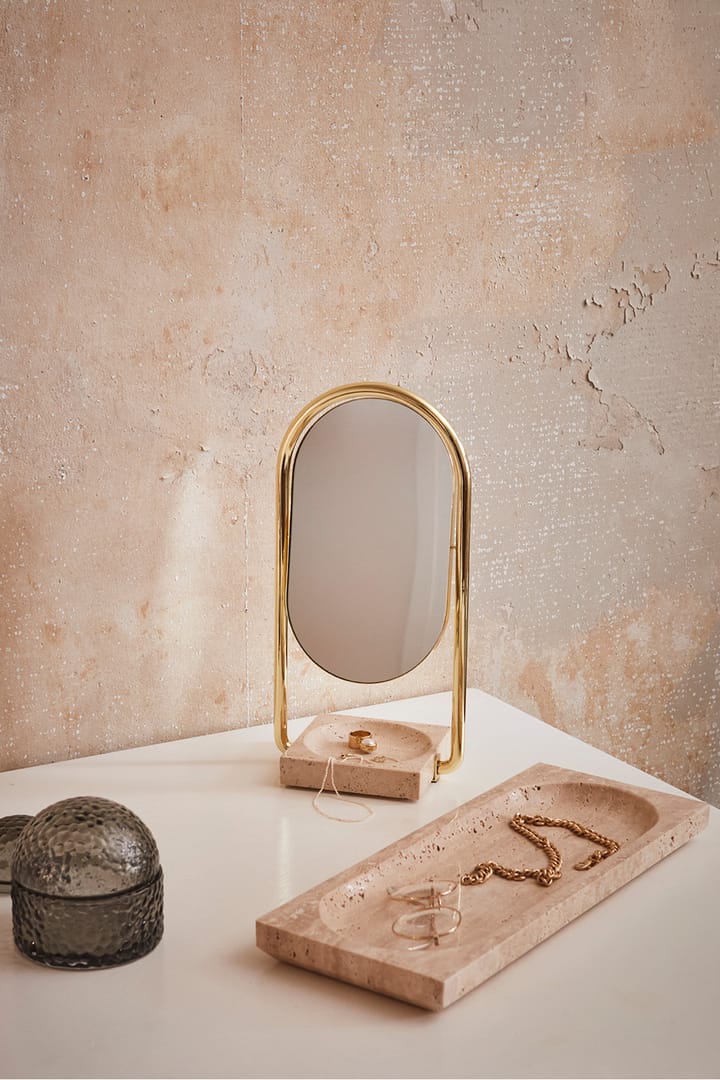 ANGUI bordspeil 17,2 x 35 cm, Gold/Travertine AYTM