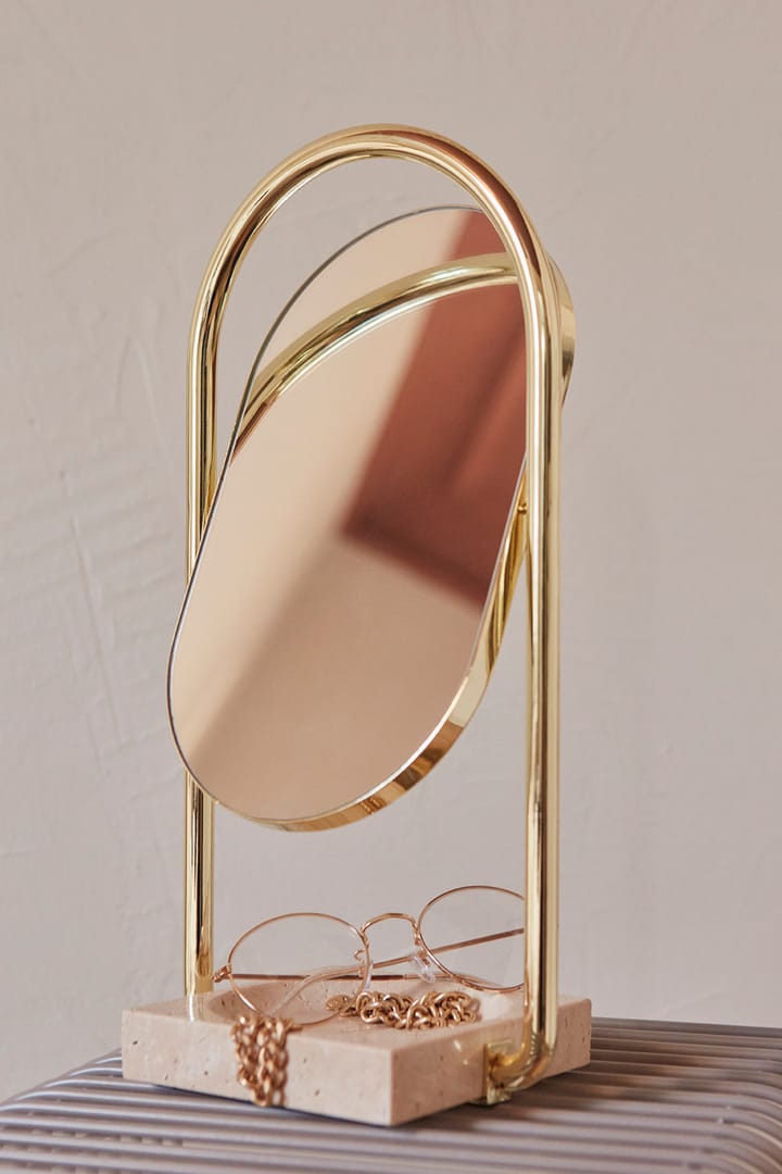ANGUI bordspeil 17,2 x 35 cm, Gold/Travertine AYTM