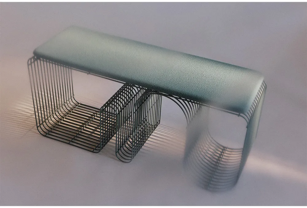 Curva sittebenk 100 cm, Dusty blue AYTM