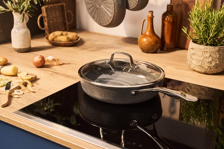 Salina Keramisk Granitt traktørpanne med glasslokk, 28 cm Ballarini