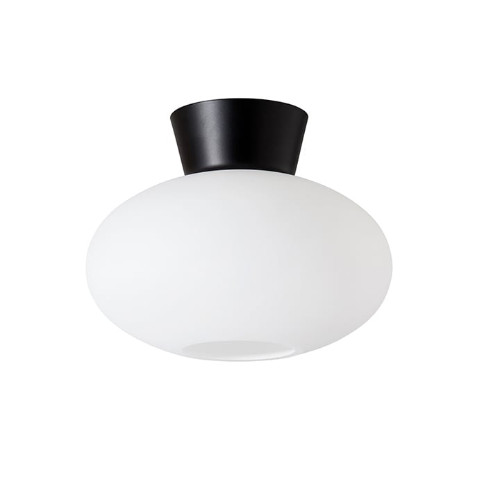 Bilde av Belid Bullo plafond opalglass Ø27 cm Mattsvart
