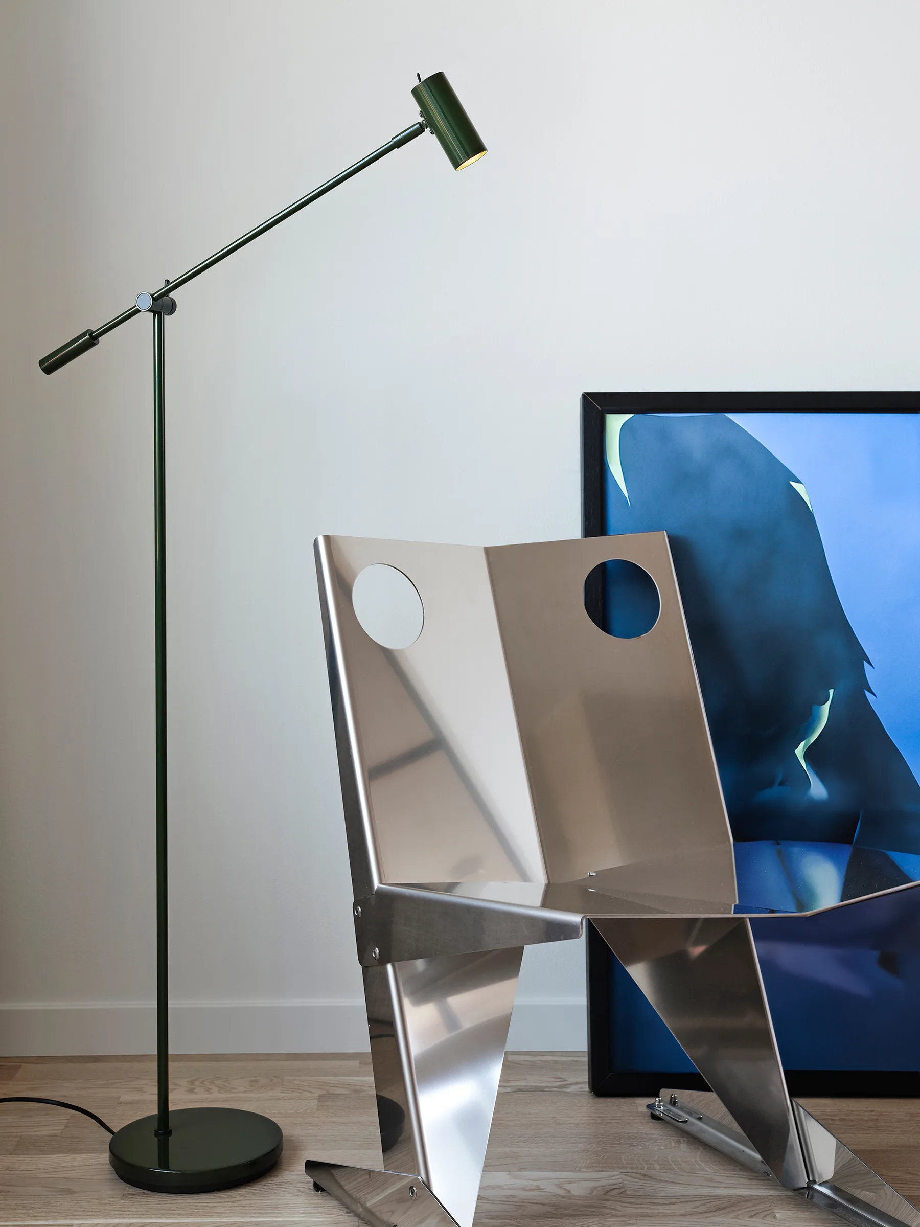 Cato gulvlampe 134 cm, Blank skogsgrønn-mattsvart Belid