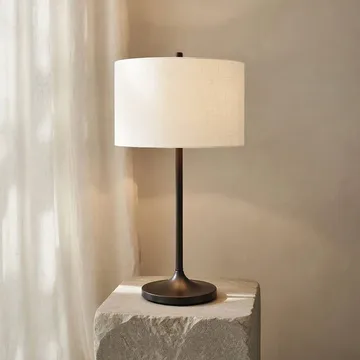 Soft bordlampe - Lin hvit-metallic bronse, Ø34x64 cm - Belid