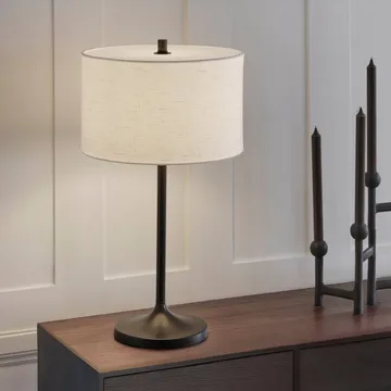Soft bordlampe - Lin hvit-metallic bronse, Ø34x64 cm - Belid