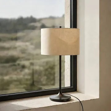 Soft bordlampe - Lin natur-metallic bronse, Ø34x64 cm - Belid