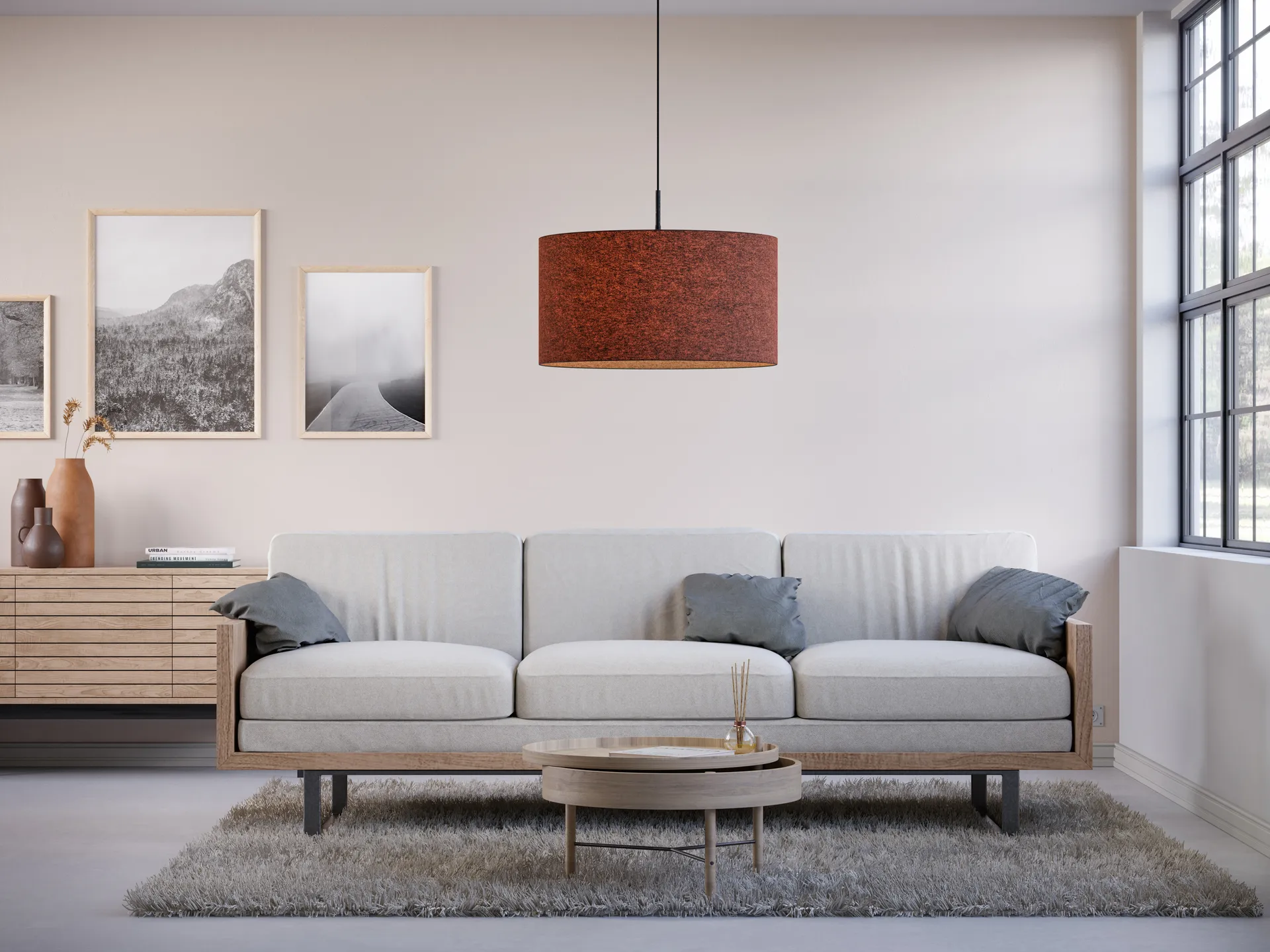 Soft pendel Ø 57 cm, Rustrød ull Belid
