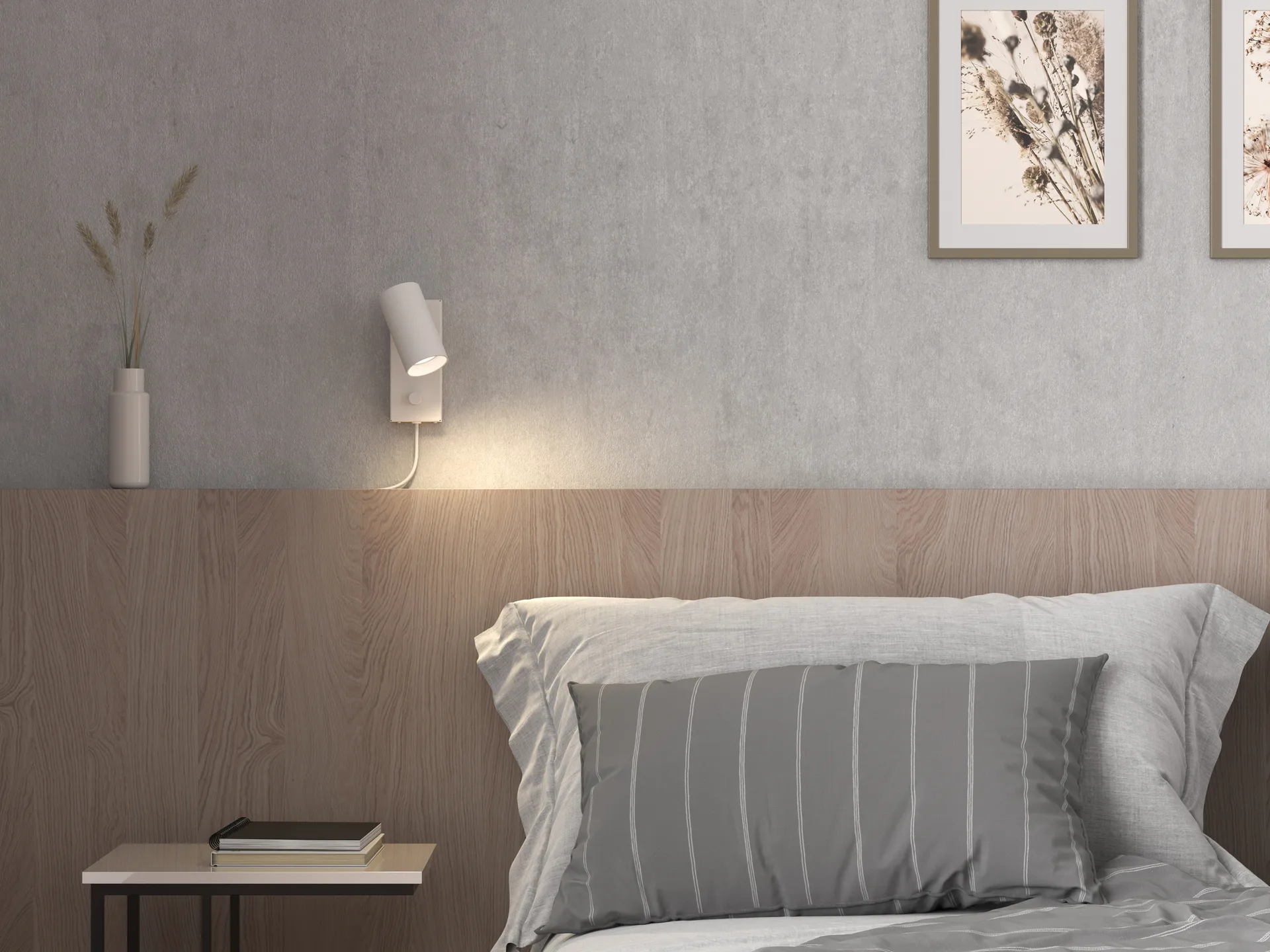 Tyson vegglampe Ø 5,5 cm, Hvit struktur Belid