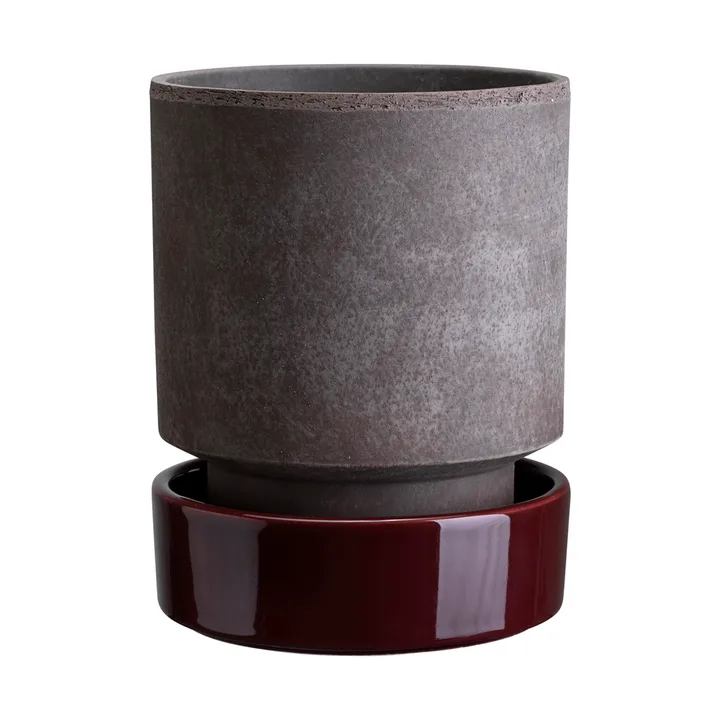 Hoff krukke - Ø14 cm, Raw Grey-Deep Burgundy (grå-rød) - Bergs Potter